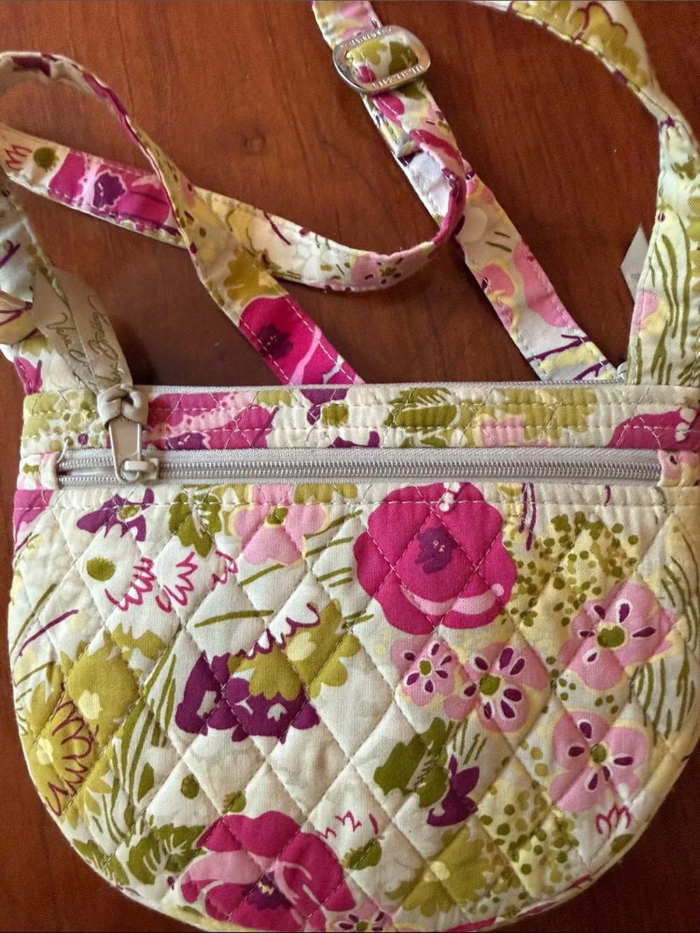 Vera Bradley Small Quilted Floral Crossbody Bag in Pink and Green